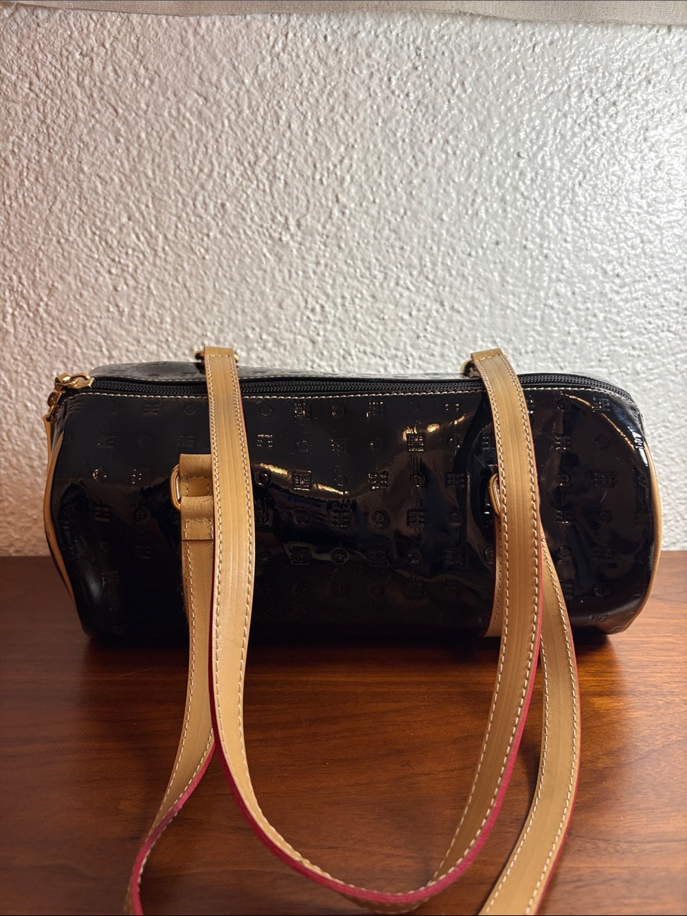 Arcadia Italian Black Genuine PATENT LEATHER Speedy Satchel - Picture 2 of 12
